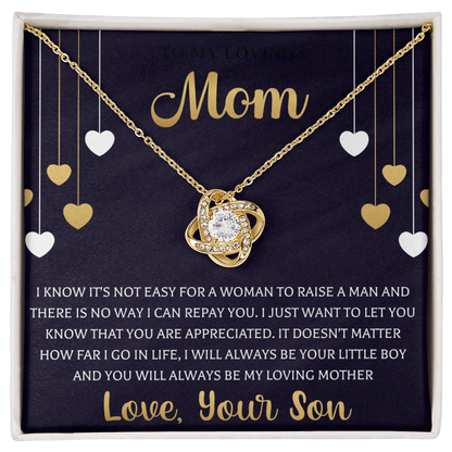 premium quality love knot necklace for mom