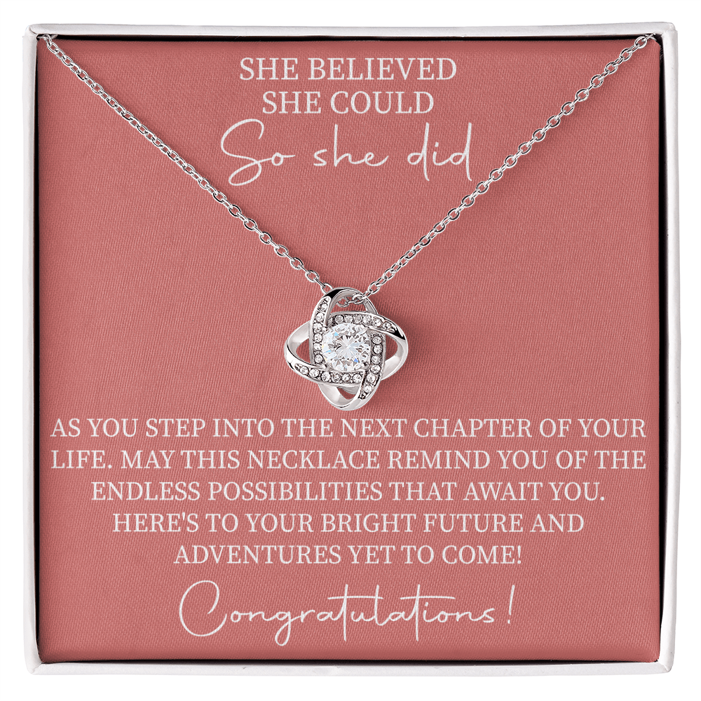 motivational necklace gift for her featuring “She Believed She Could So She Did” message