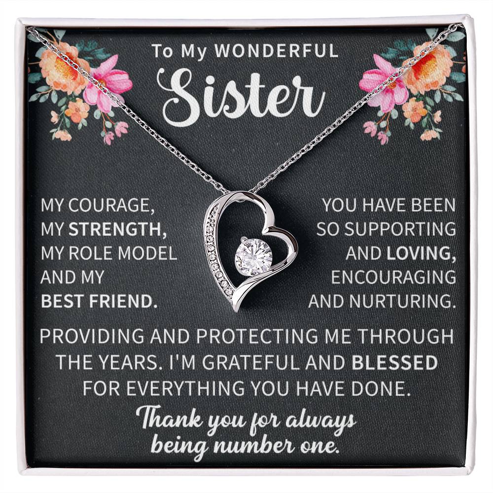 forever love necklace gifted to a sister to celebrate an unbreakable sibling bond