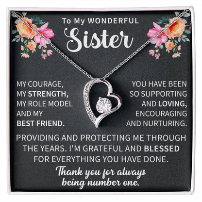 forever love necklace gifted to a sister to celebrate an unbreakable sibling bond