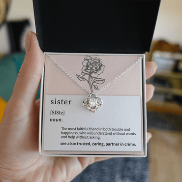 sister necklace presented in a gift box for a heartfelt birthday or holiday surprise