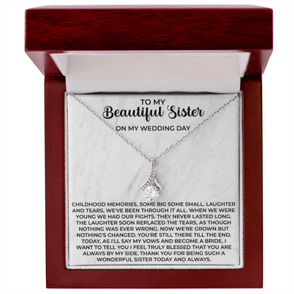 sister necklace displayed in a gift box ready for a meaningful birthday or Christmas surprise