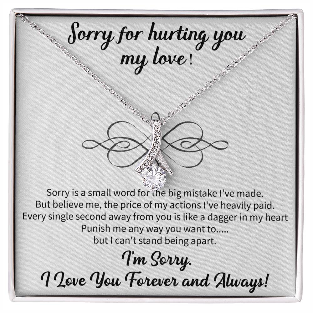 apology necklace for her with sorry for hurting you message card