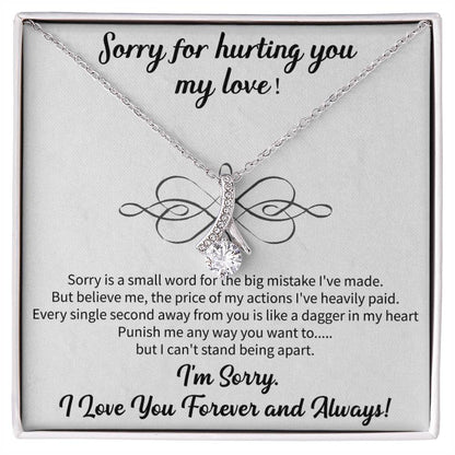apology necklace for her with sorry for hurting you message card