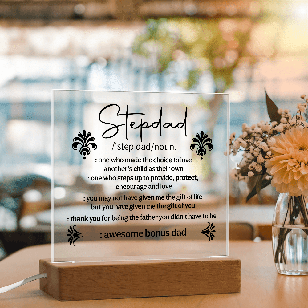 Stepdad Acrylic Square Plaque - Fathers day Gifts - Beauty Belliss