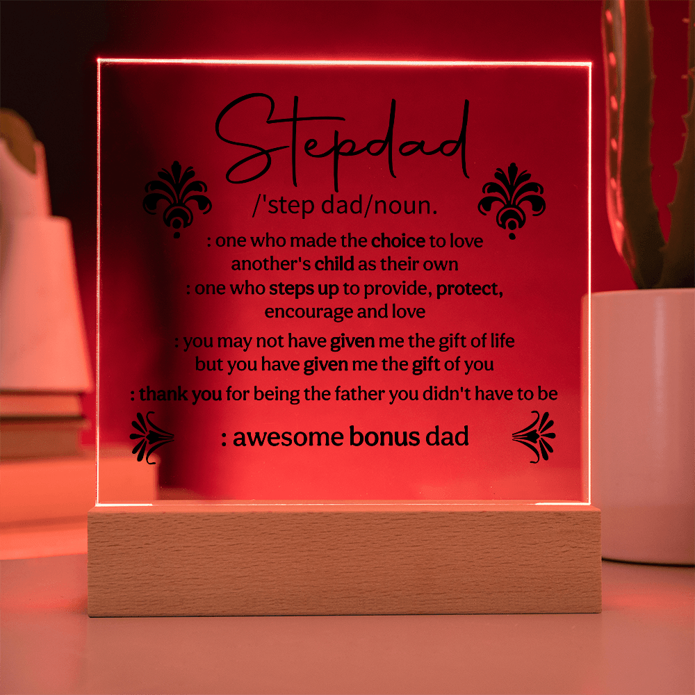 Stepdad Acrylic Square Plaque - Fathers day Gifts - Beauty Belliss