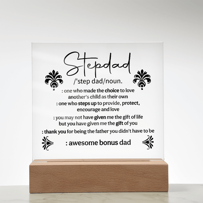 Stepdad Acrylic Square Plaque - Fathers day Gifts - Beauty Belliss
