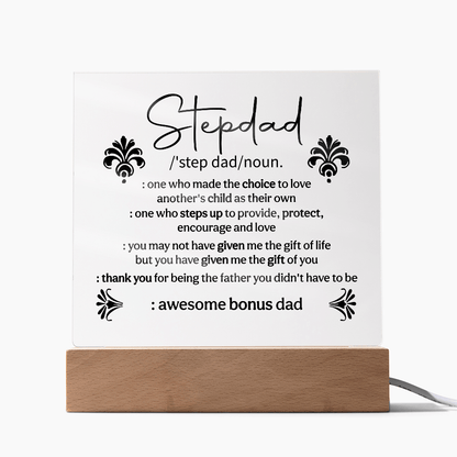 Stepdad Acrylic Square Plaque - Fathers day Gifts - Beauty Belliss