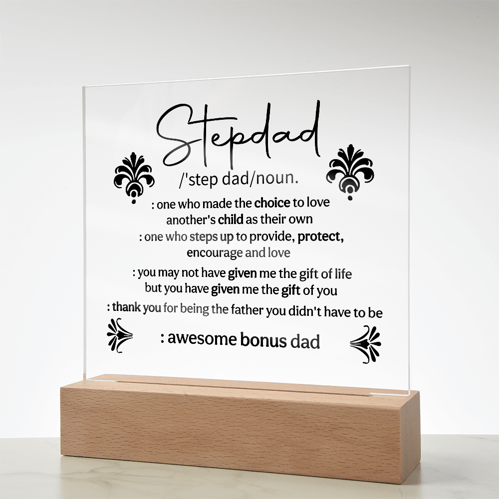 Stepdad Acrylic Square Plaque - Fathers day Gifts - Beauty Belliss