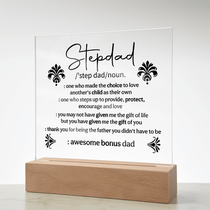 Stepdad Acrylic Square Plaque - Fathers day Gifts - Beauty Belliss