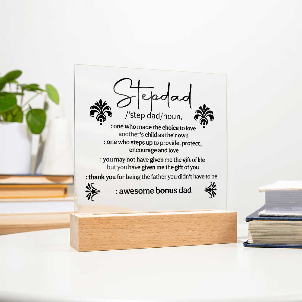 Stepdad Acrylic Square Plaque - Fathers day Gifts - Beauty Belliss