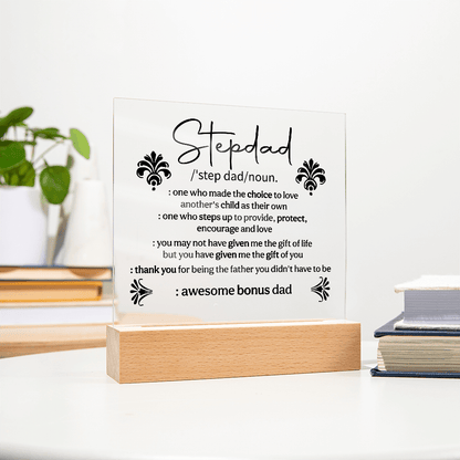 Stepdad Acrylic Square Plaque - Fathers day Gifts - Beauty Belliss
