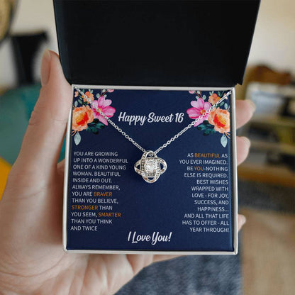 Sweet 16 Necklace - Sweet Sixteen, Daughter, Granddaughter, Niece, Friend, Heartfelt Card & Jewelry Gift for 16th Birthday - Beauty Belliss