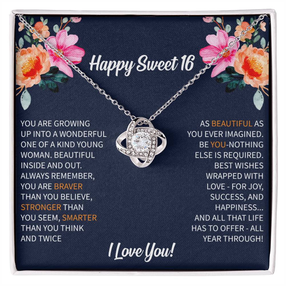 Sweet 16 Necklace - Sweet Sixteen, Daughter, Granddaughter, Niece, Friend, Heartfelt Card & Jewelry Gift for 16th Birthday - Beauty Belliss