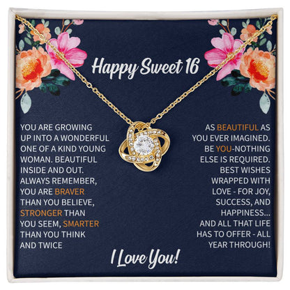 Sweet 16 Necklace - Sweet Sixteen, Daughter, Granddaughter, Niece, Friend, Heartfelt Card & Jewelry Gift for 16th Birthday - Beauty Belliss