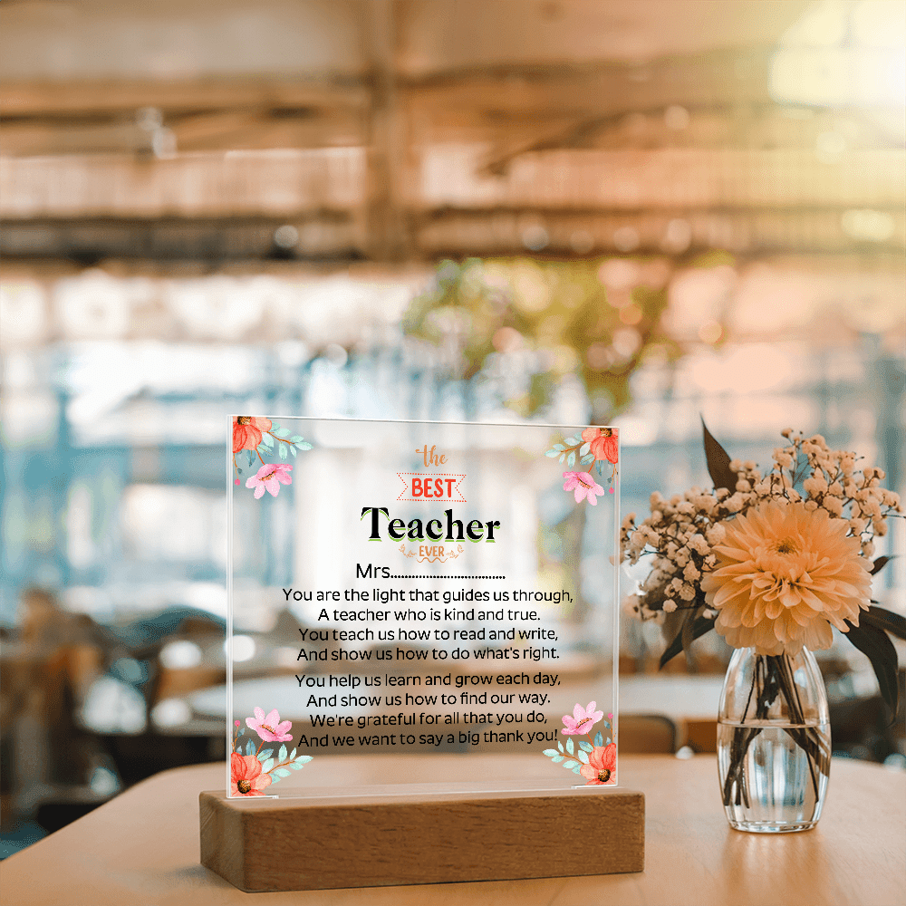 the BEST Teacher EVER - Acrylic Square Plaque - Beauty Belliss