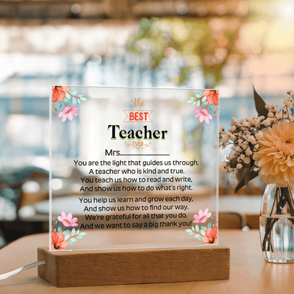the BEST Teacher EVER - Acrylic Square Plaque - Beauty Belliss