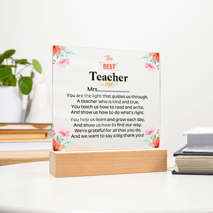 the BEST Teacher EVER - Acrylic Square Plaque - Beauty Belliss