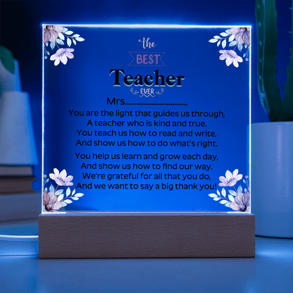 the BEST Teacher EVER - Acrylic Square Plaque - Beauty Belliss