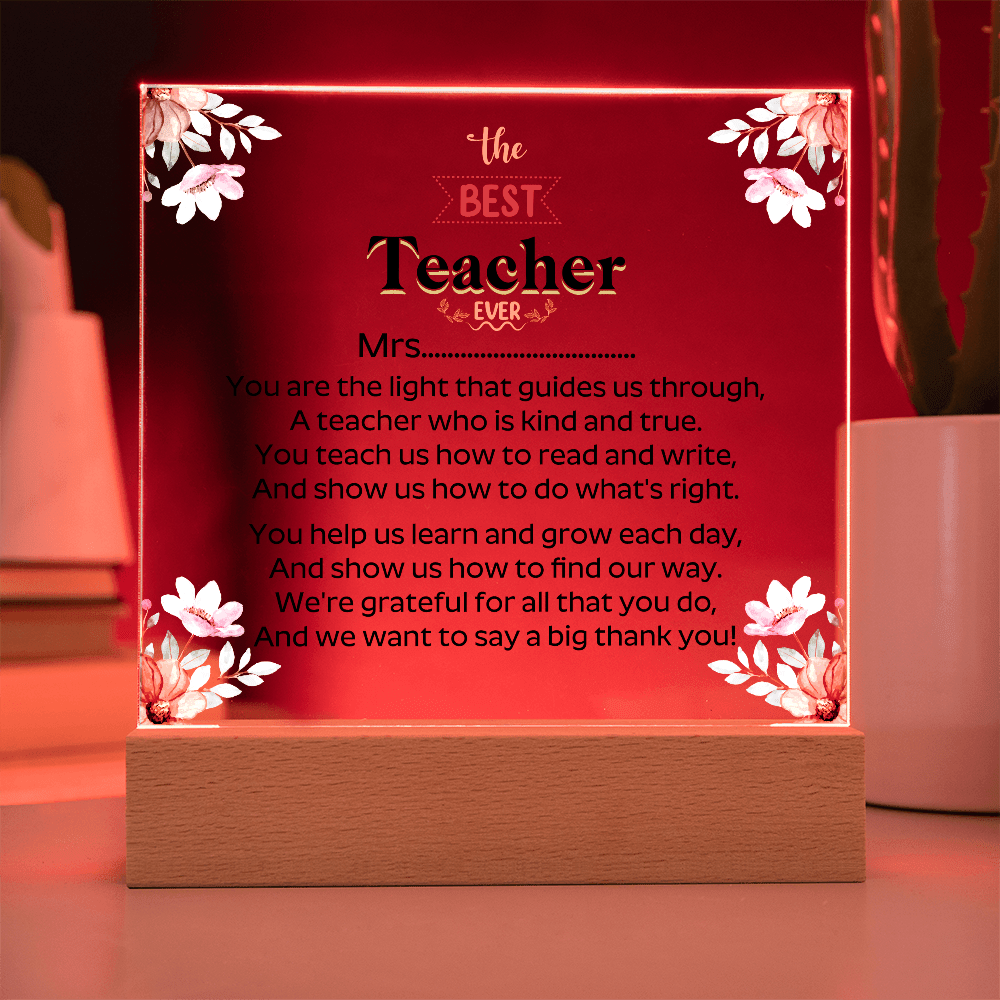 the BEST Teacher EVER - Acrylic Square Plaque - Beauty Belliss