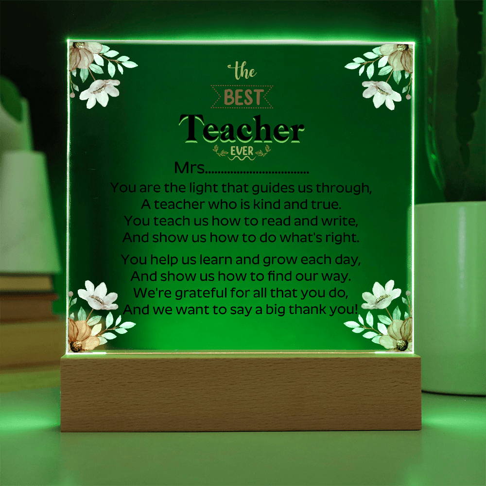 the BEST Teacher EVER - Acrylic Square Plaque - Beauty Belliss