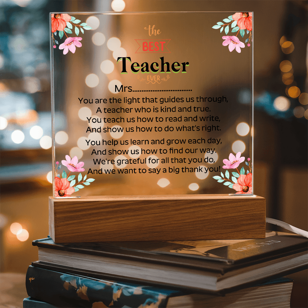 the BEST Teacher EVER - Acrylic Square Plaque - Beauty Belliss