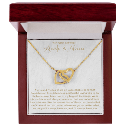 The Bond Between Aunt and Niece Interlocking Hearts Necklace, This Necklace Is A Reminder That Side By Side Or Miles Apart, We Are Connected By Heart - Beauty Belliss