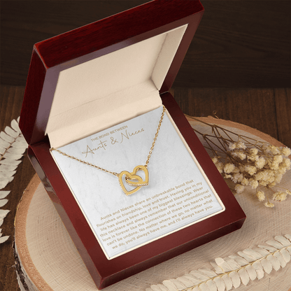 The Bond Between Aunt and Niece Interlocking Hearts Necklace, This Necklace Is A Reminder That Side By Side Or Miles Apart, We Are Connected By Heart - Beauty Belliss