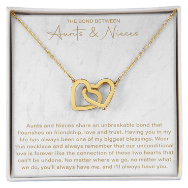 The Bond Between Aunt and Niece Interlocking Hearts Necklace, This Necklace Is A Reminder That Side By Side Or Miles Apart, We Are Connected By Heart - Beauty Belliss