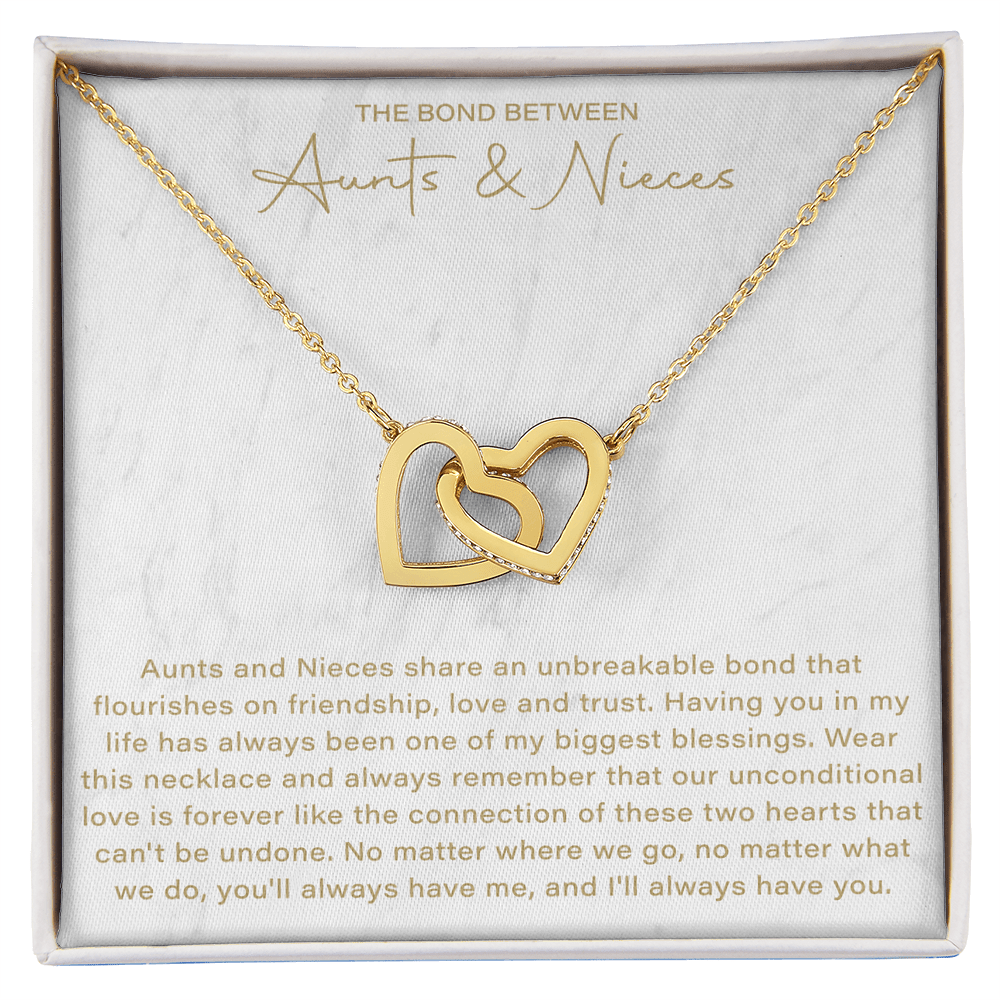 The Bond Between Aunt and Niece Interlocking Hearts Necklace, This Necklace Is A Reminder That Side By Side Or Miles Apart, We Are Connected By Heart - Beauty Belliss