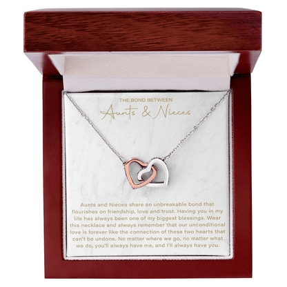The Bond Between Aunt and Niece Interlocking Hearts Necklace, This Necklace Is A Reminder That Side By Side Or Miles Apart, We Are Connected By Heart - Beauty Belliss