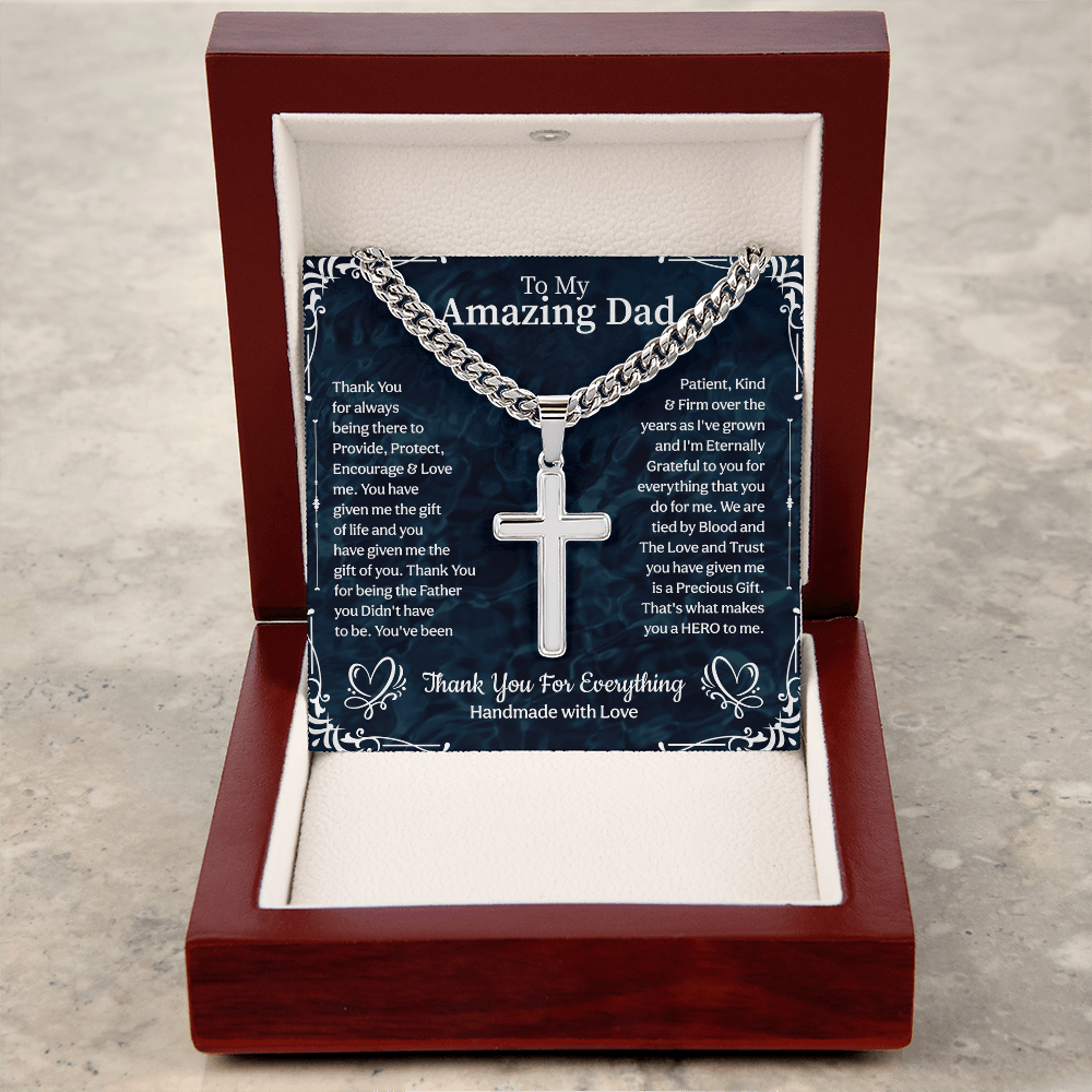 To my amazing Cuban Link Chain with Engraved Artisan Cross, Fathers day gifts, unique gifts idea for papa - Beauty Belliss