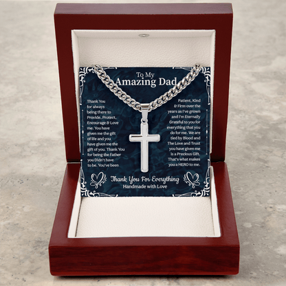 To my amazing Cuban Link Chain with Engraved Artisan Cross, Fathers day gifts, unique gifts idea for papa - Beauty Belliss