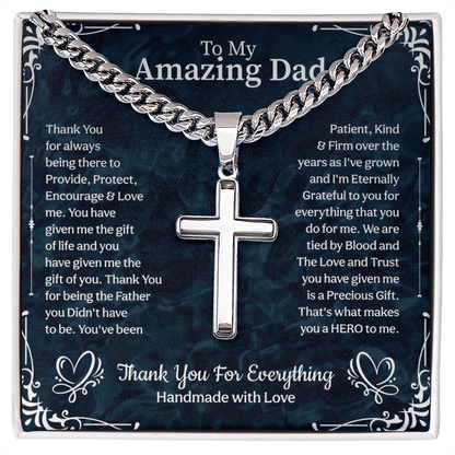 To my amazing Cuban Link Chain with Engraved Artisan Cross, Fathers day gifts, unique gifts idea for papa - Beauty Belliss