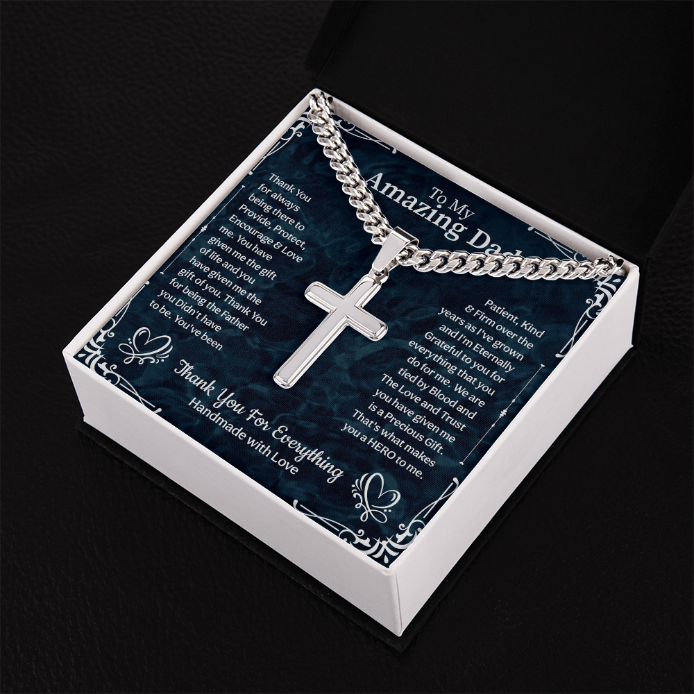 To my amazing Cuban Link Chain with Engraved Artisan Cross, Fathers day gifts, unique gifts idea for papa - Beauty Belliss