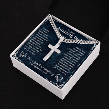To my amazing Cuban Link Chain with Engraved Artisan Cross, Fathers day gifts, unique gifts idea for papa - Beauty Belliss