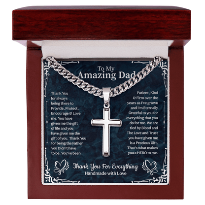 To my amazing Cuban Link Chain with Engraved Artisan Cross, Fathers day gifts, unique gifts idea for papa - Beauty Belliss