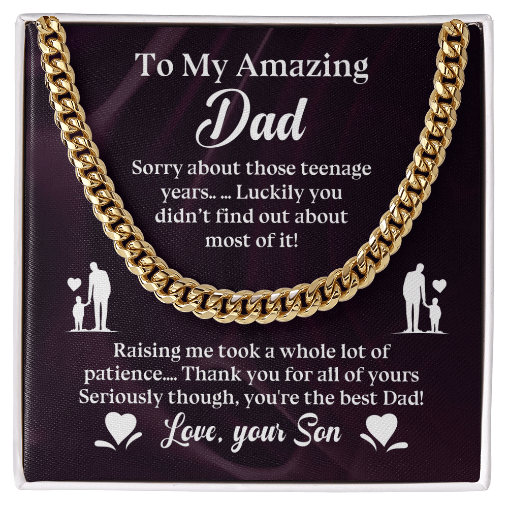 To My Amazing Dad Cuban Link Chain, To My Dad Gift, Dad Gifts from Daughter, Dad Gifts, Thank You Dad Gift, Father Necklace, Father's Day Gifts - Beauty Belliss