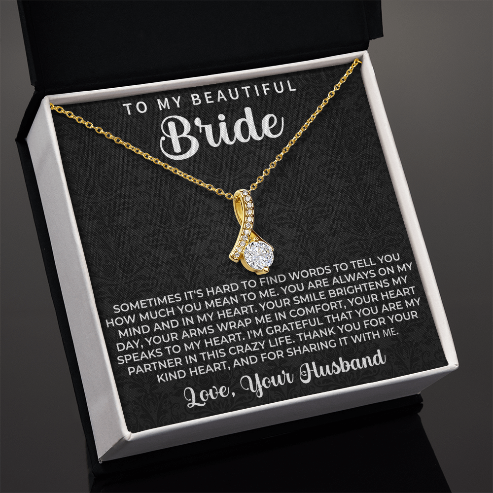 To my beautiful Bride Necklace - Wedding Day Gift for bride from Groom, To my Beautiful Bride Gift from Groom to Bride Gift Wedding Day - Beauty Belliss