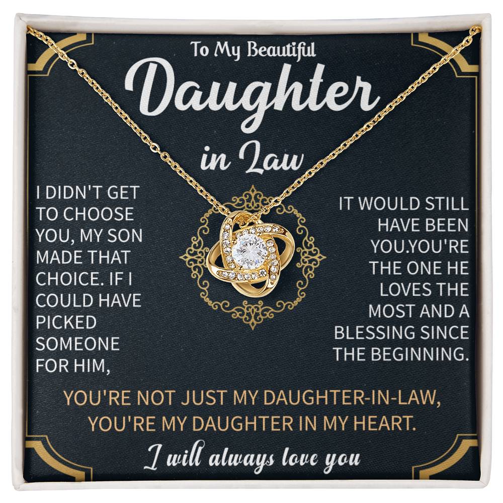 To my Beautiful Daughter in Law Love Knot Necklace - Gifts for Daughter in Law - Beauty Belliss