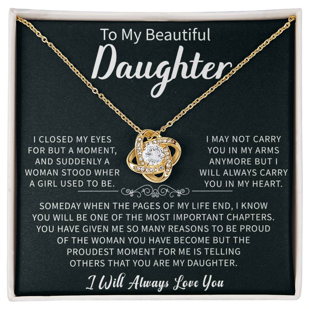 To my Beautiful Daughter Love Knot Necklace - Gifts for Beautiful Daughter - Beauty Belliss