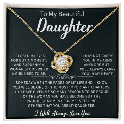 To my Beautiful Daughter Love Knot Necklace - Gifts for Beautiful Daughter - Beauty Belliss