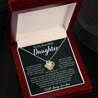 To my Beautiful Daughter Love Knot Necklace - Gifts for Beautiful Daughter - Beauty Belliss