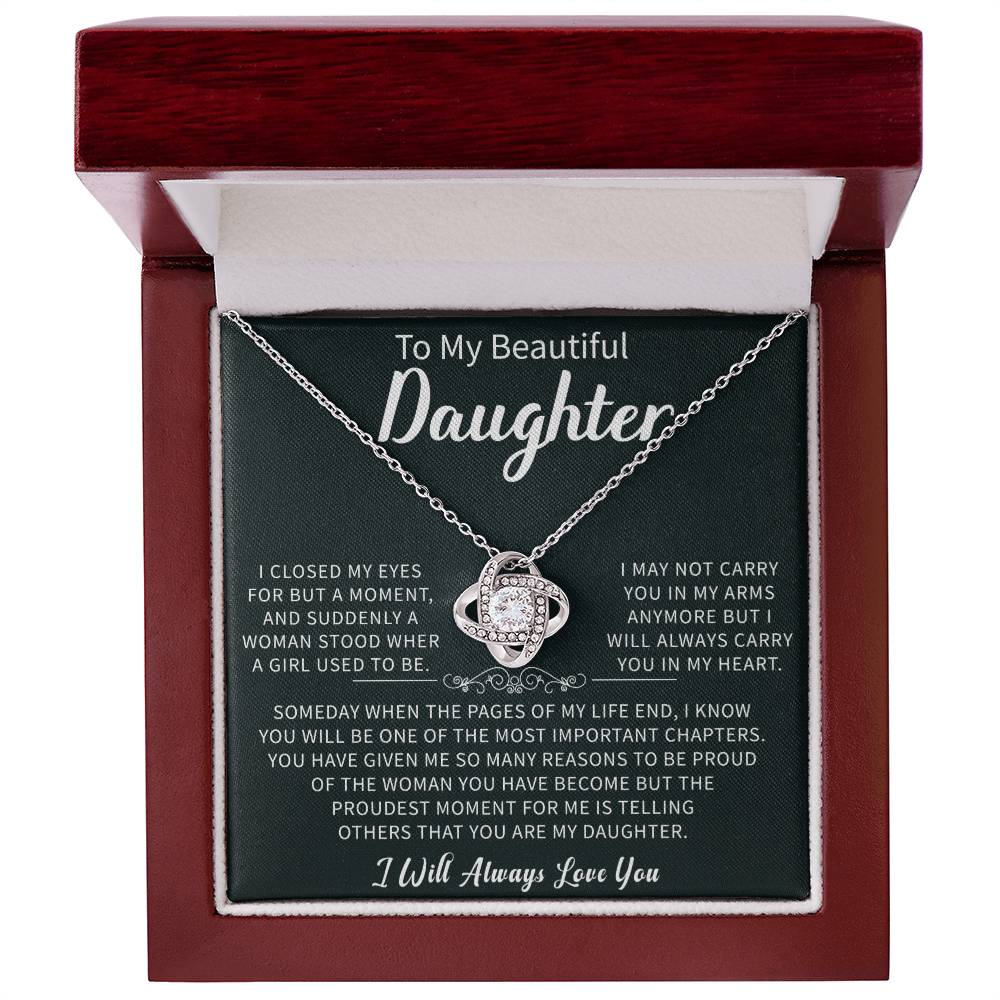 To my Beautiful Daughter Love Knot Necklace - Gifts for Beautiful Daughter - Beauty Belliss