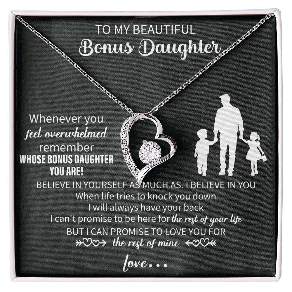to my beautiful daughter necklace from mom displayed in jewelry box