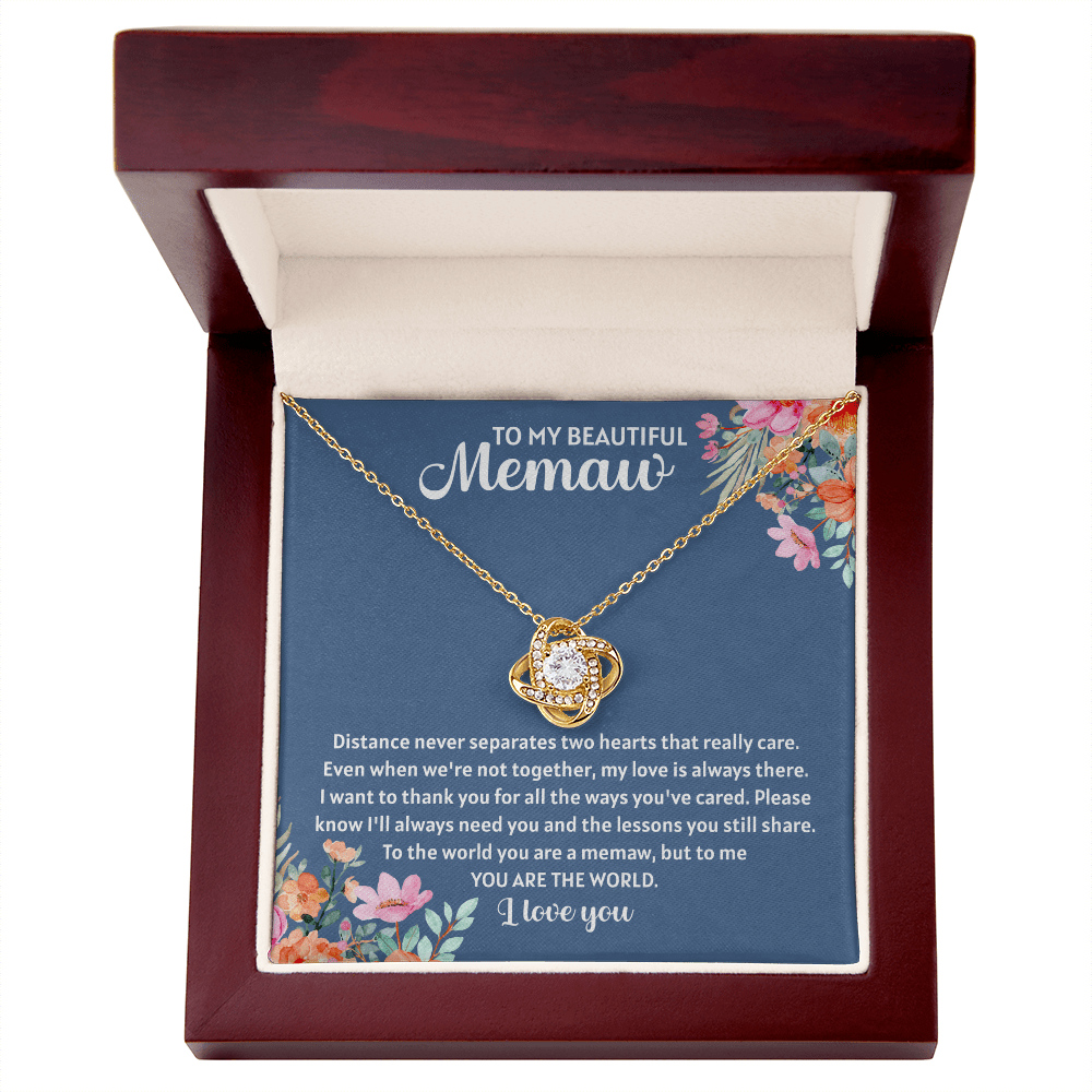 To my beautiful memaw Love Knot Necklace - The Perfect Gift for Your MeMaw - Necklace for Memaw, Memaw, Pendant, Granny Christmas Pendant, Grandmother - Beauty Belliss
