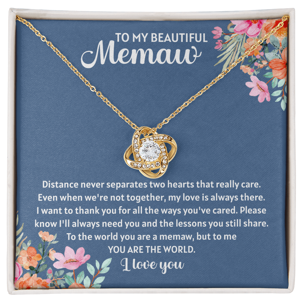 To my beautiful memaw Love Knot Necklace - The Perfect Gift for Your MeMaw - Necklace for Memaw, Memaw, Pendant, Granny Christmas Pendant, Grandmother - Beauty Belliss