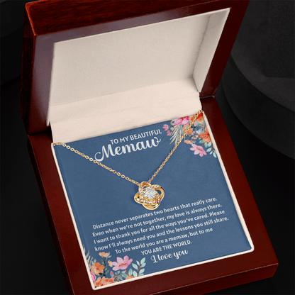 To my beautiful memaw Love Knot Necklace - The Perfect Gift for Your MeMaw - Necklace for Memaw, Memaw, Pendant, Granny Christmas Pendant, Grandmother - Beauty Belliss
