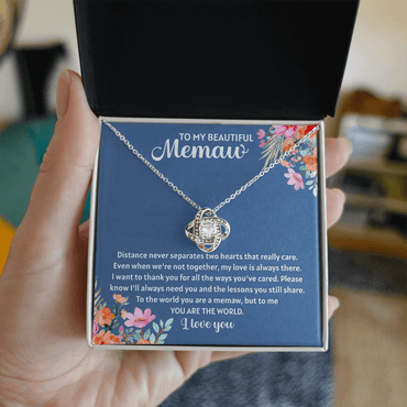 To my beautiful memaw Love Knot Necklace - The Perfect Gift for Your MeMaw - Necklace for Memaw, Memaw, Pendant, Granny Christmas Pendant, Grandmother - Beauty Belliss