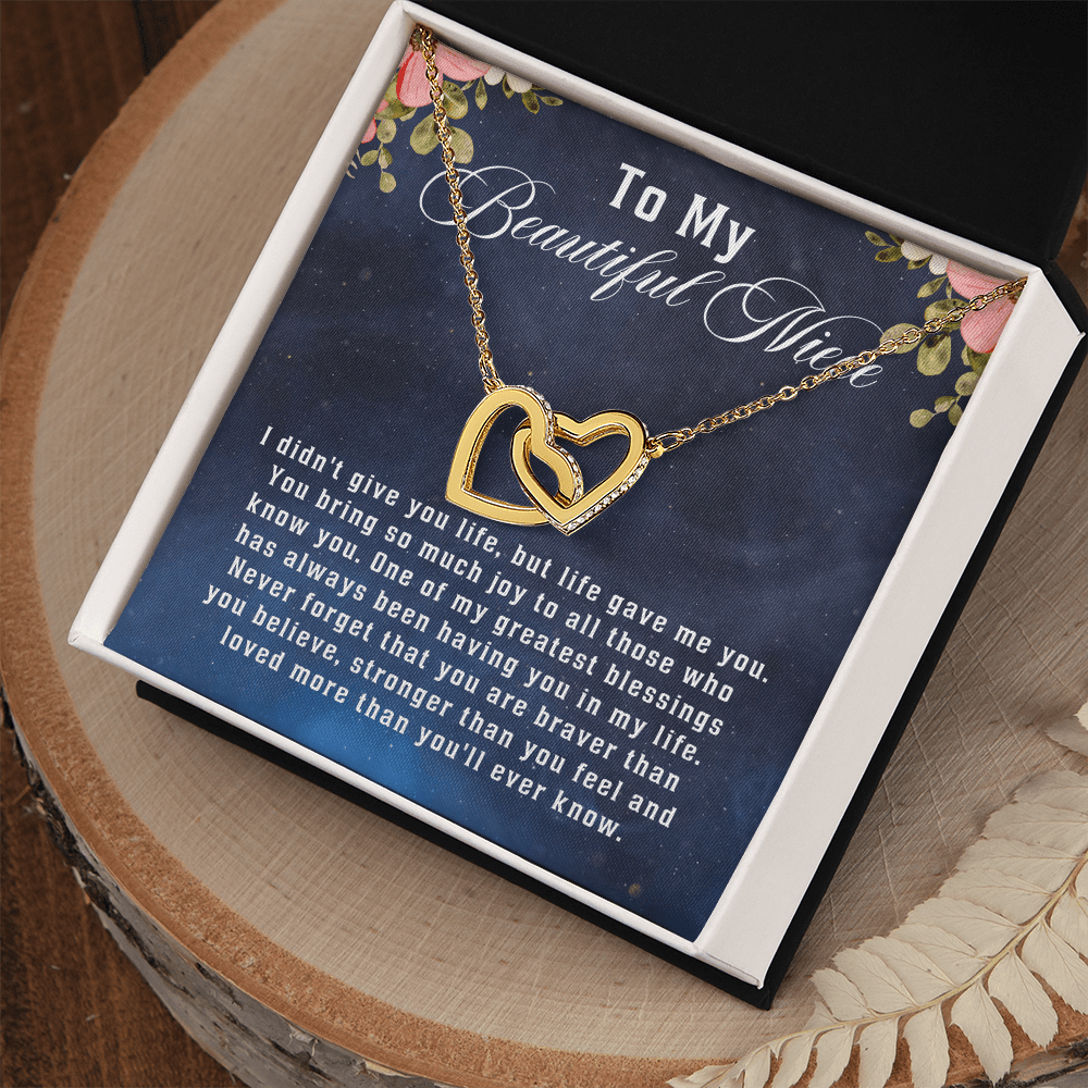 To My Beautiful Niece, Interlocking Hearts Necklace Message Card, Straighten Your Crown Necklace, Aunt Niece Necklace, Niece Birthday Gift - Beauty Belliss